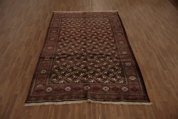 Handwoven Bokhara Area Rug in Deep Red and Earthy Tones 7x11