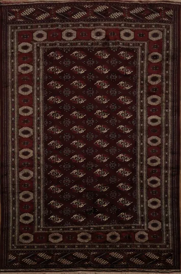 Luxurious Deep Red Bokhara Turkoman Persian Rug 8x13