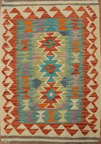 Vibrant Geometric Pattern Kilim Rug 2X3