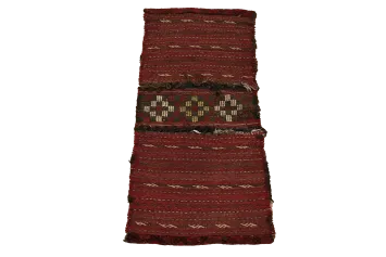 handwoven Afghan tribal kilim saddlebag or salt bag (khorjin) made of wool 2x4