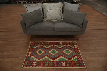 Colorful Handwoven Area Rug Kilim 3X4