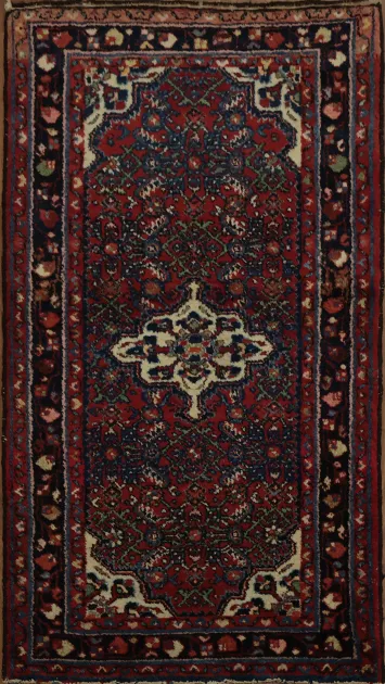 Elegant Vintage Hamedan Persian Rug Featuring Classic Floral Patterns 3x4