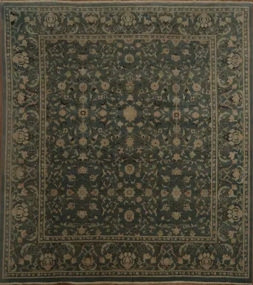 Elegantly Patterned Dark Green Vintage Floral Ziegler Area Rug 11x12