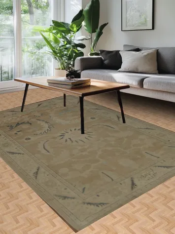 Sophisticated Floral Beige Rug for Refined Interiors Persian Ziegler 6x10