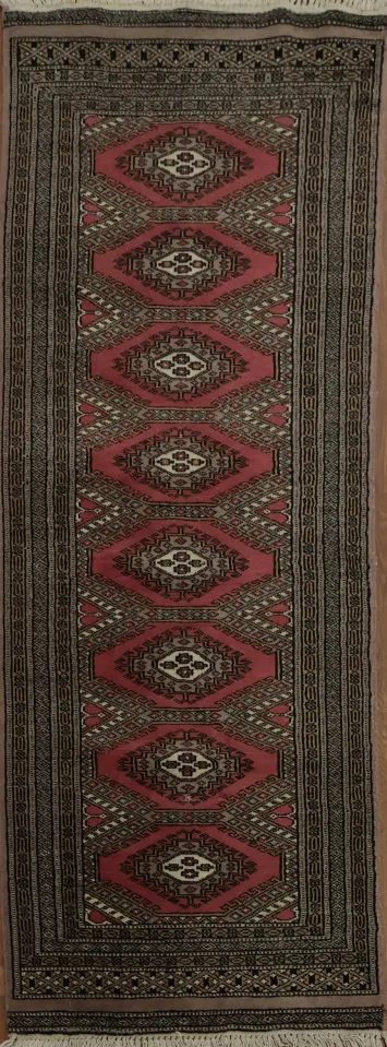 Geometric Bokhara Pink Runner Rug 2x6