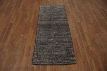 Sophisticated Charcoal Gabbeh Runner Rug to Enhance Hallways 2x5