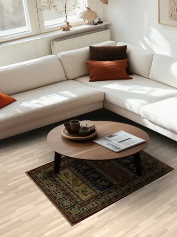 Traditional Bokhara Rug Featuring Unique Animal Motifs and Borders 3x5