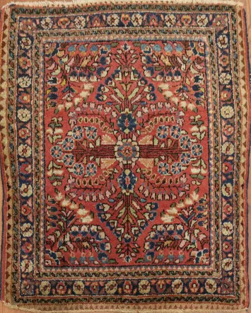 Traditional Floral Sarouk Square Persian Rug 2x2 ft