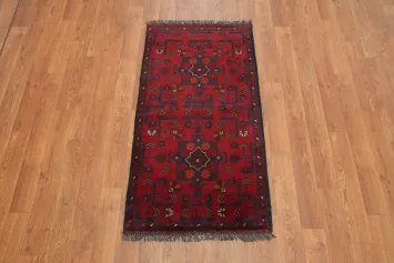 Traditional Hand-Knotted Balouch Afghan Rug in Rich Red Hues 2x3