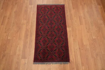 Deep red and Navy Balouch Afghan tribal patterns Rug 2x3