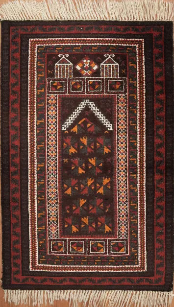 Handmade tribal Balouch Afghan Rug featuring bold contrasting colors 3x5
