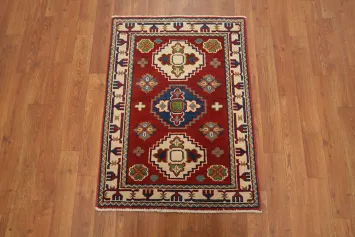 Vibrant Geometric Red Kazak Harmony Rug 2x3