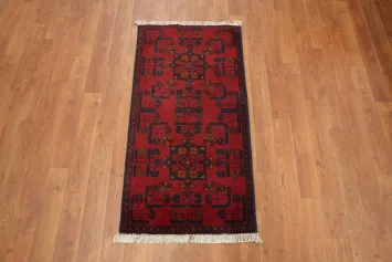 Geometric Red Navy Balouch Afghan Prayer Rug 2x3