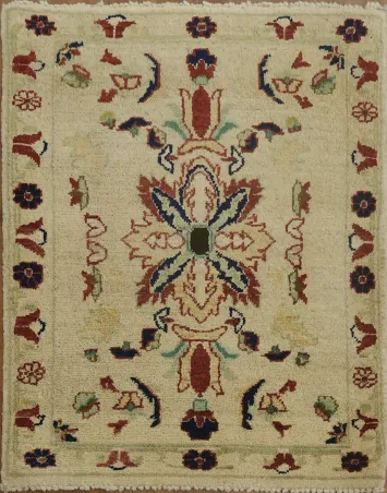 Elegant Floral Beige Rug 2X3 with Intricate Design