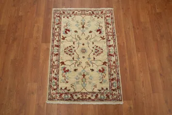 Elegant Beige and Rust Floral Peshawar Rug 2x3