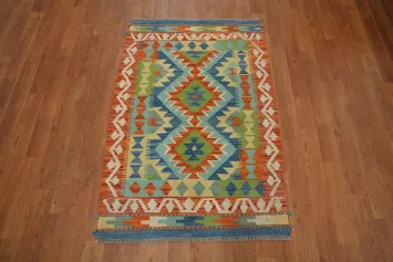 Colorful Southwestern Style Floor Kilim Rug 3X4