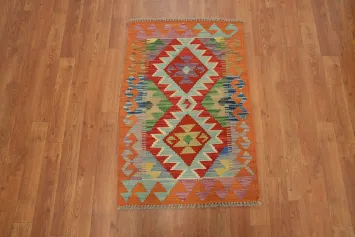Vibrant Geometric Patterns Kilim Rug 2X3
