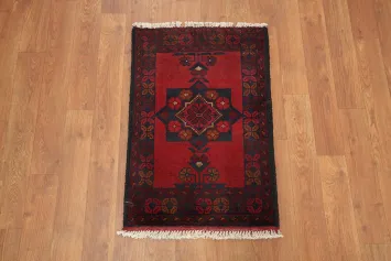 Balouch Afghan Red and Navy Prayer Rug 1x2