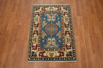 Geometric Carolina Blue Kazak Foyer Rug 2x3