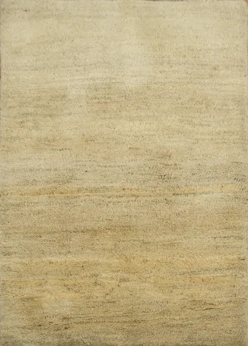 Subtle Beige Artisanal Thick Pile Gabbeh Persian Rug 3x5