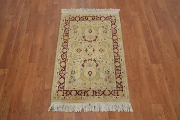 Beige and Burgundy Ziegler Floral Accent Rug 2x3