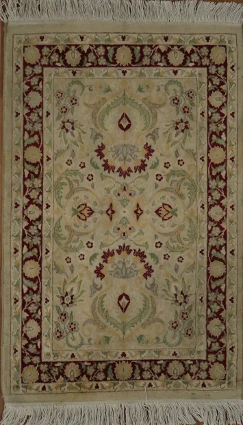 Beige and Burgundy Ziegler Floral Accent Rug 2x3