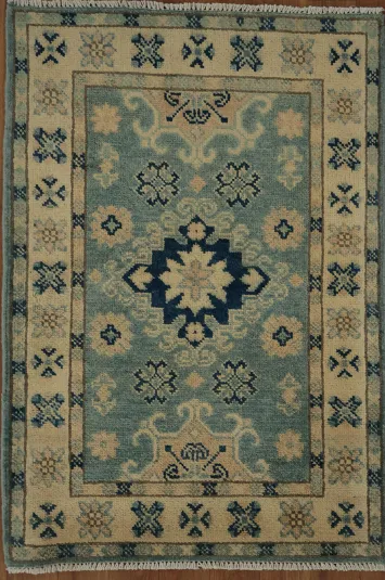 Elegant Blue Geometric Patterned Peshawar Oriental Rug 2x3