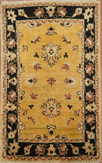 Beautifully Crafted Yellow Rug with Elegant Black Patterns 2x3