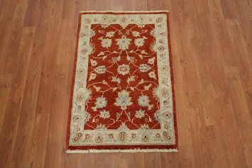 Timeless Red and Beige Floral Peshawar Rug for Foyer 2x3