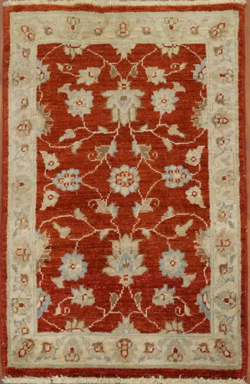 Timeless Red and Beige Floral Peshawar Rug for Foyer 2x3