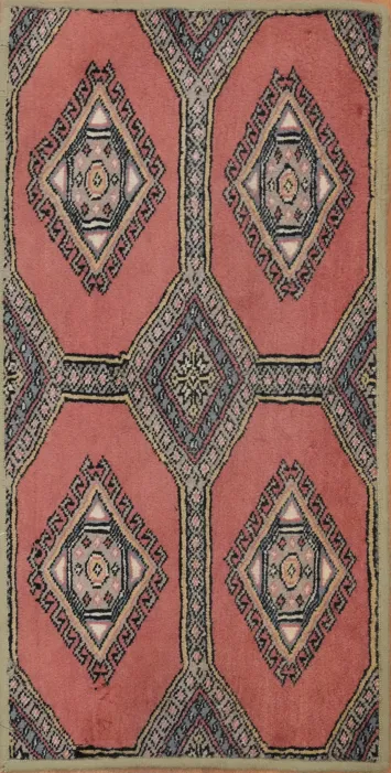 Vintage Bokhara Pink Rug 1x3