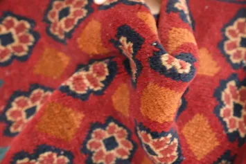 Elegant Red and Orange Balouch Afghan Rug 1x2