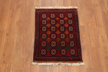 Elegant Red and Orange Balouch Afghan Rug 1x2