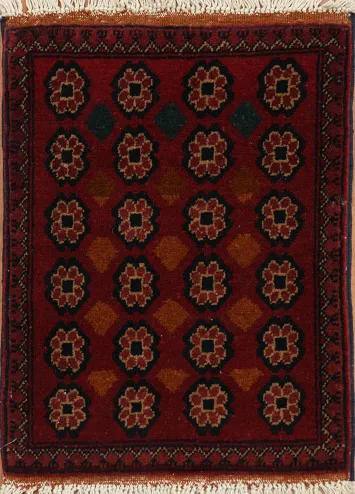Elegant Red and Orange Balouch Afghan Rug 1x2