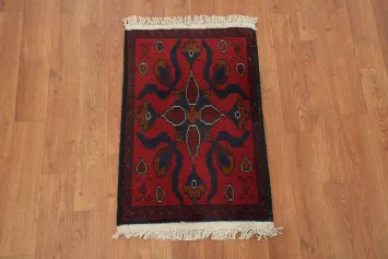 Anatolian Turkish Red and Navy Blue Rug 1x2