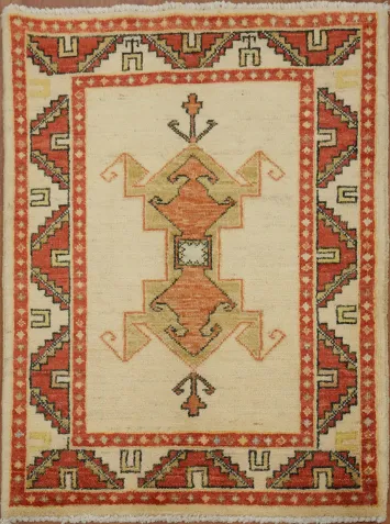 Geometric Kazak Pakistani Beige Rug 2x3