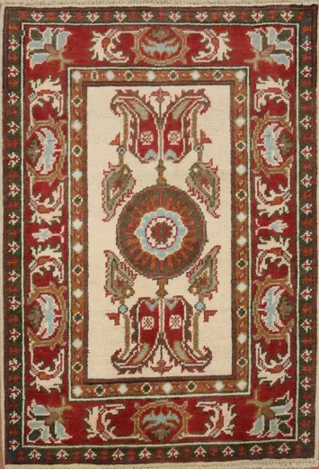 Luxury Red and Beige Kazak Foyer Rug 2x3