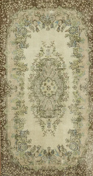 Wool Distressed Anatolian Turkish Rug 4x7