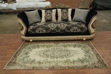 Wool Distressed Anatolian Turkish Rug 4x7