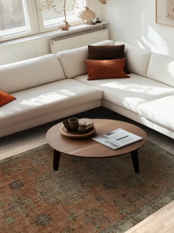 Traditional Turkish-Inspired Rug 6x9 Distressed