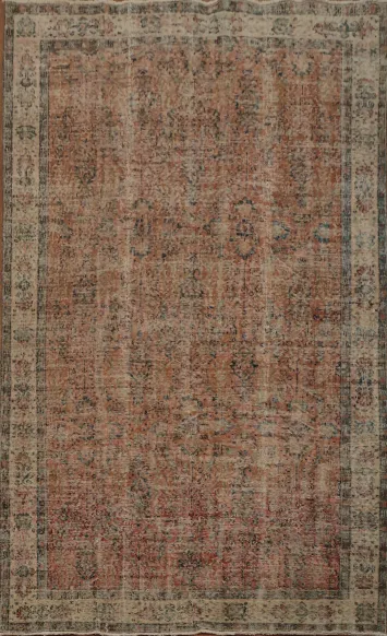 Vintage Turkish Rug with Traditional Distressed Design 6x9