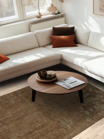 Vintage-Inspired Floral Design on a Distressed Turkish Rug 5x9