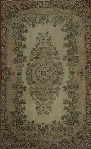Elegant Vintage Floral Patterned Rug 5x9