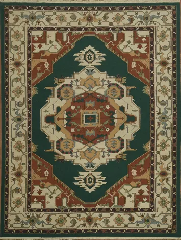 Elegant Oriental Green Heriz Sumak Chinese Area Rug 9x12