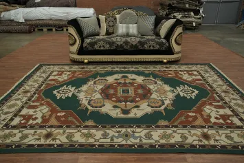 Elegant Oriental Green Heriz Sumak Chinese Area Rug 9x12