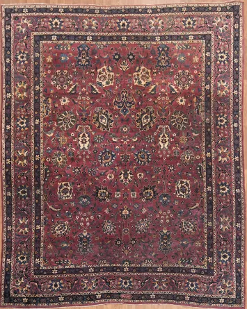 Antique Vegetable Dye Mashad Persian Area Rug 9x11