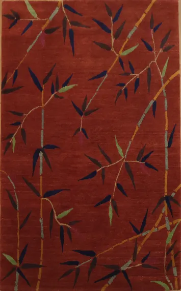 Stylish Rust Nepalese Oriental Area Rug 6x9