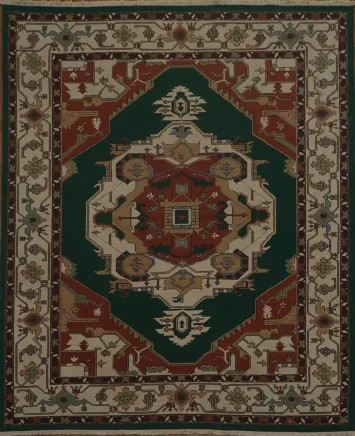 Elegant Geometric Patterns Sumak Chinese Heriz Area Rug 8x10