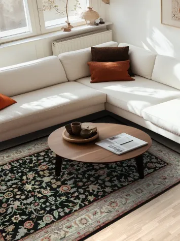 Elegant Black Floral Kashan Oriental Area Rug 6x9