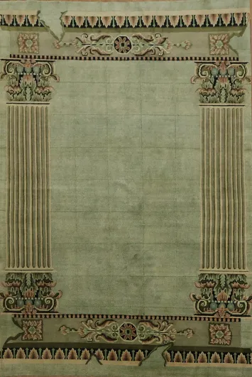 Elegant Green Oasis: Nepalese Oriental Area Rug 6x9